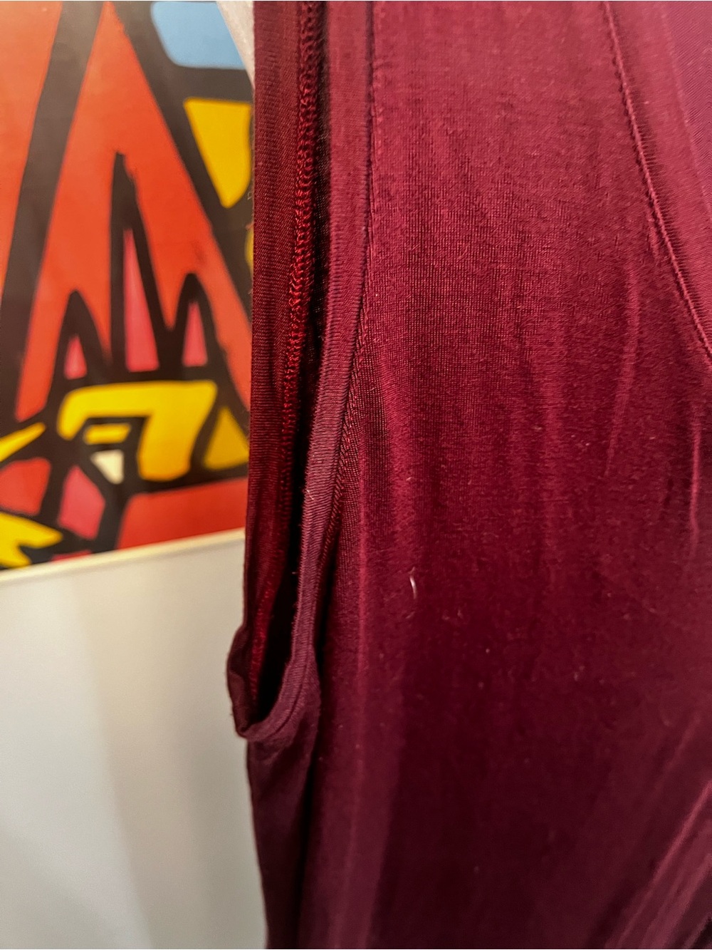 Daily Ritual Midi Dress Maroon Jersey Knit Sleeveless Tank Top V-Neck Large - Picture 9 of 11